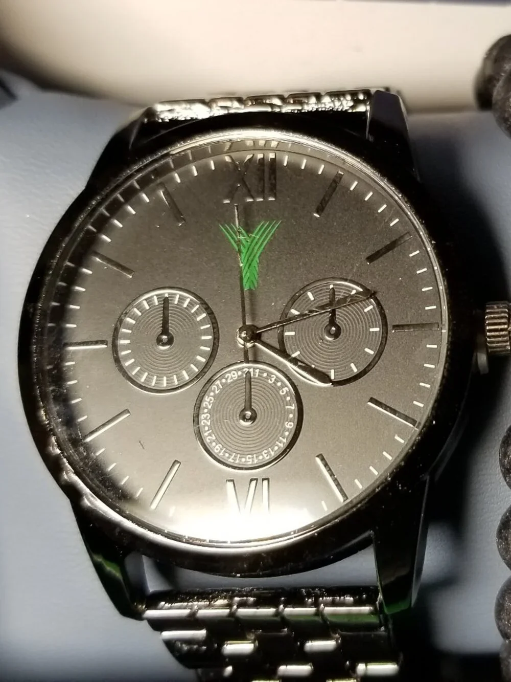 Yaamava Mens Watch & Bracelet Set Black Dressy Office Party Retro Street NIB